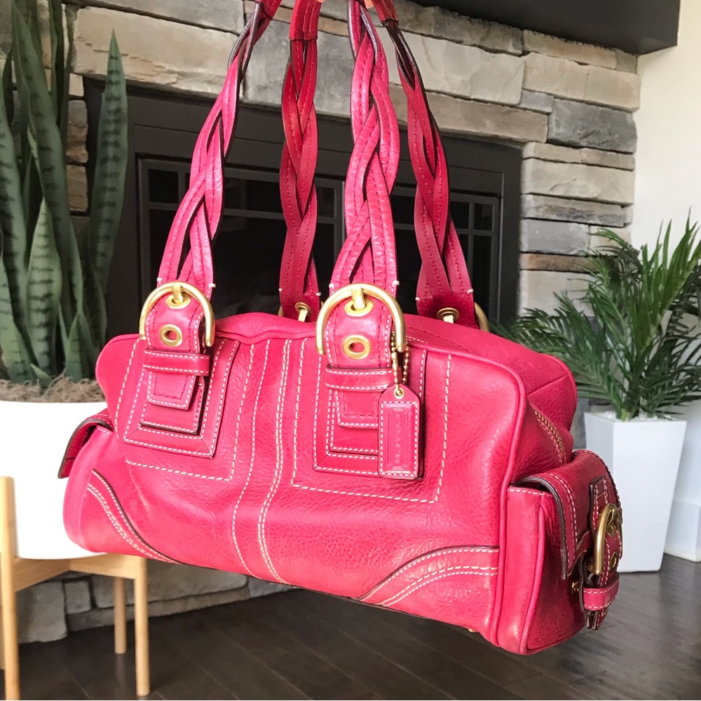 Coach Mia Vintage Leather Shoulder Bag 10048 Y2K 2006, Rare Pink, Braided Strap - Picture 4 of 16